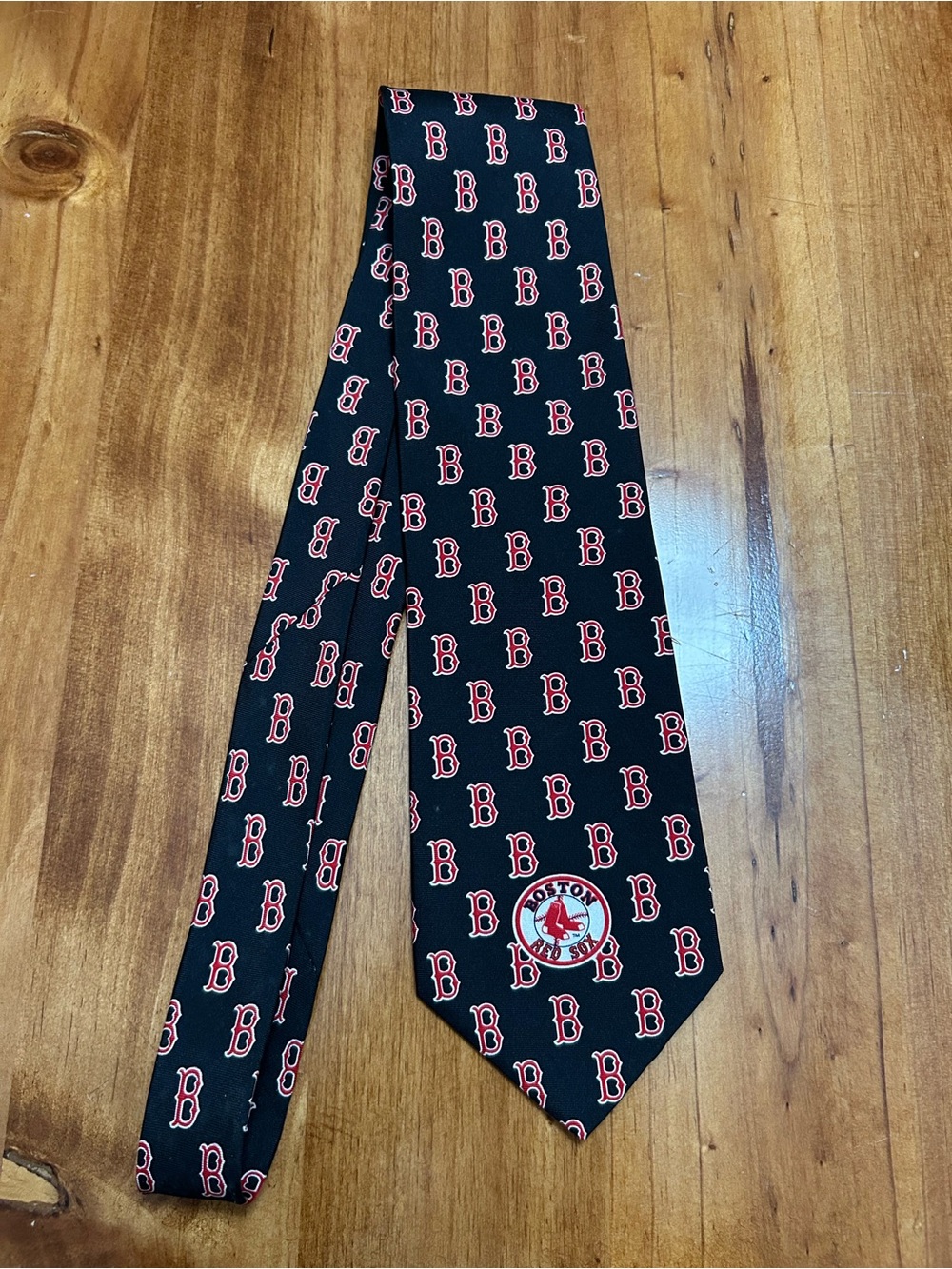 Boston Red Sox Logo Silk Tie - Black with Red B Pattern Ralph Marlin